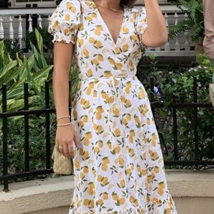 REFORMATION Veronika Linen Dress in Lemonade XS